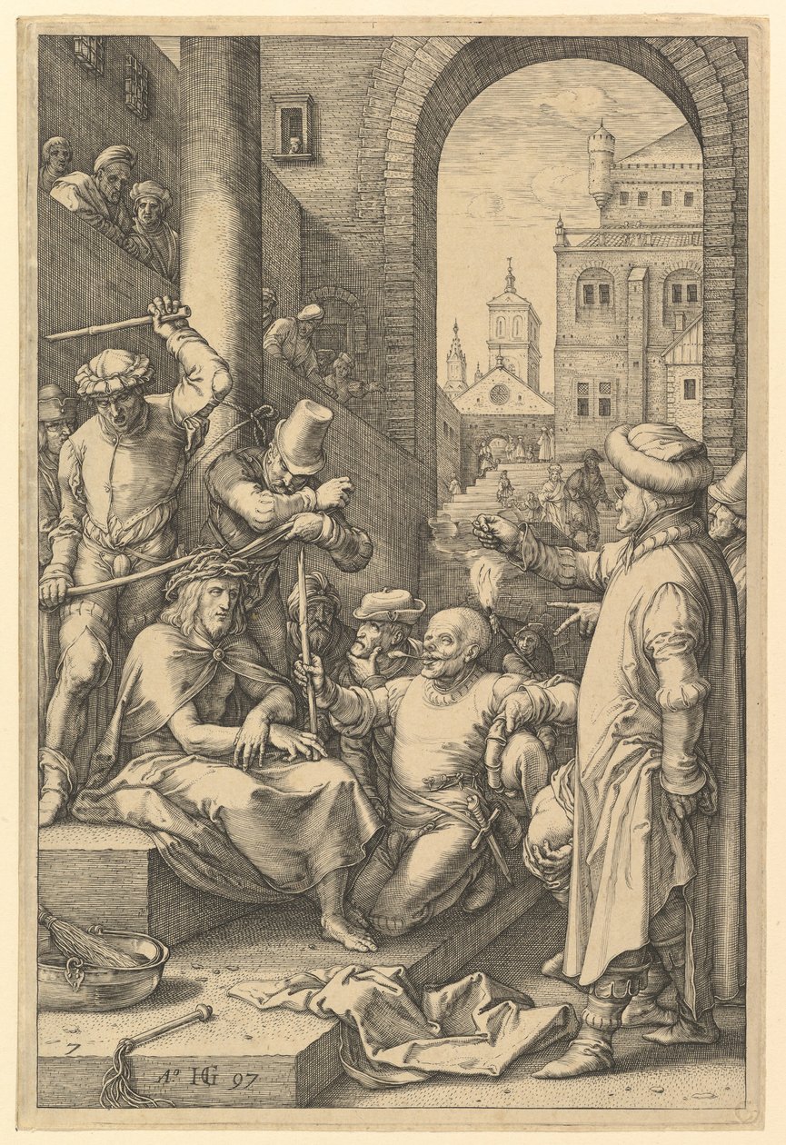 The Crowning with Thorns, fra The Passion of Christ, 1597. af Hendrik Goltzius