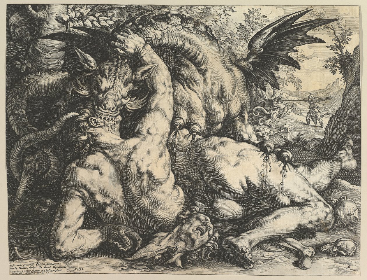 The Dragon Devouring the Companions of Cadmus, 1588. af Hendrik Goltzius