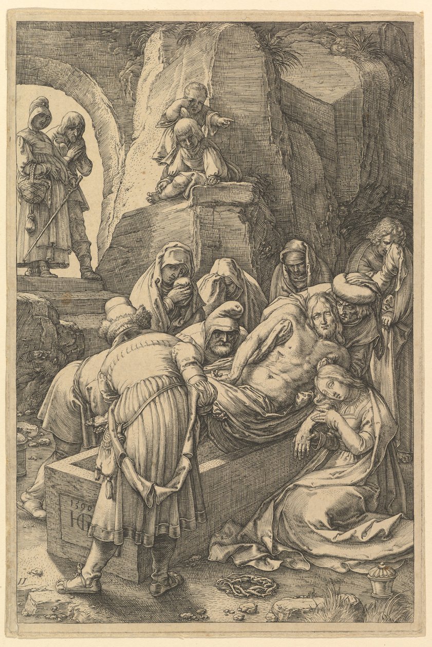 Begravelsen, fra The Passion of Christ, 1596. af Hendrik Goltzius