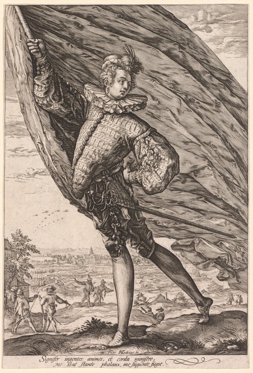 Fanebæreren, drejet til venstre, 1587. af Hendrik Goltzius