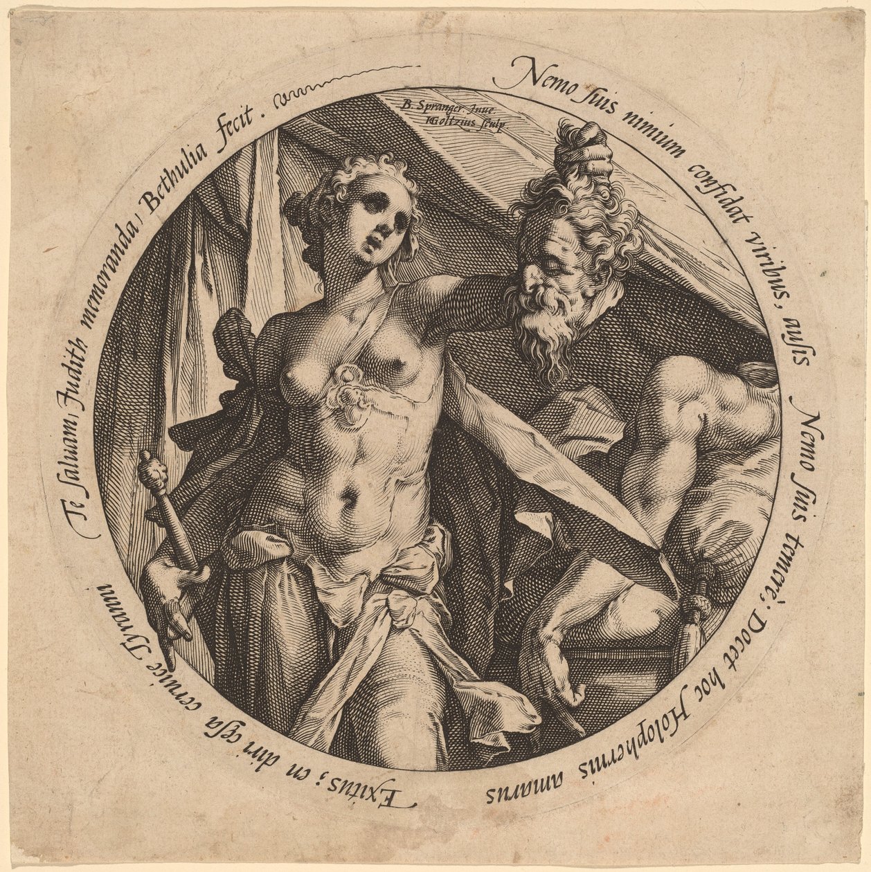 Judith med hovedet af Holofernes af Hendrik Goltzius, after Bartholomaeus Spranger