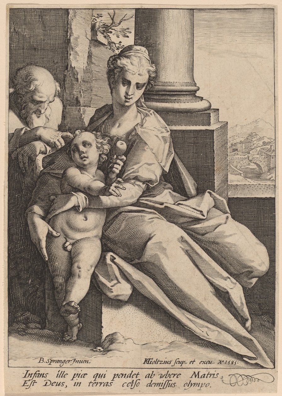 Den hellige familie af Hendrik Goltzius after Bartholomaeus Spranger