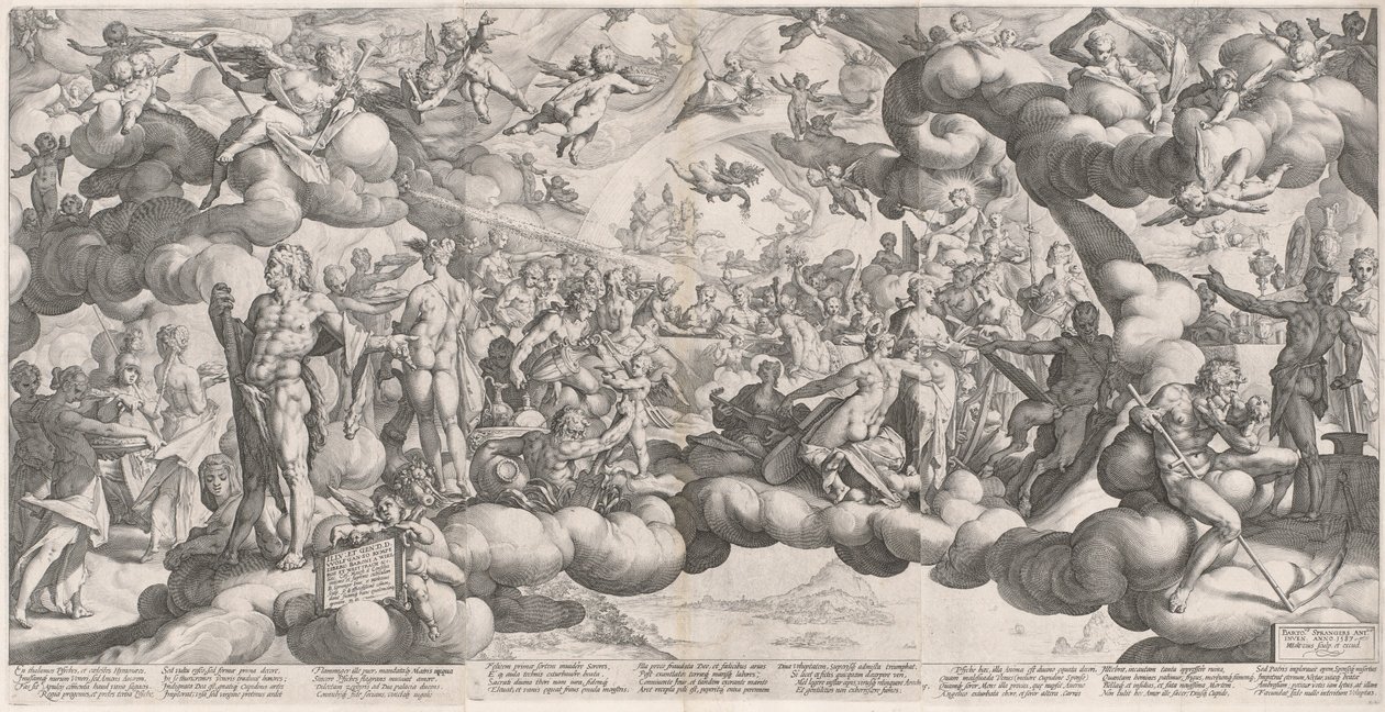 Amor og Psyches bryllup af Hendrik Goltzius after Bartholomaeus Spranger