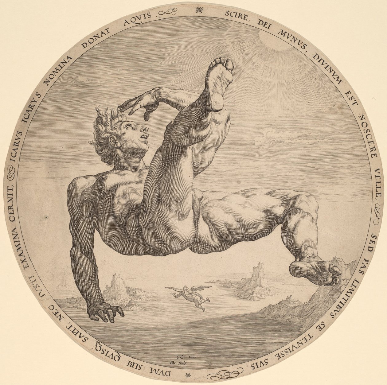 Icarus af Hendrik Goltzius, after Cornelis Cornelisz van Haarlem