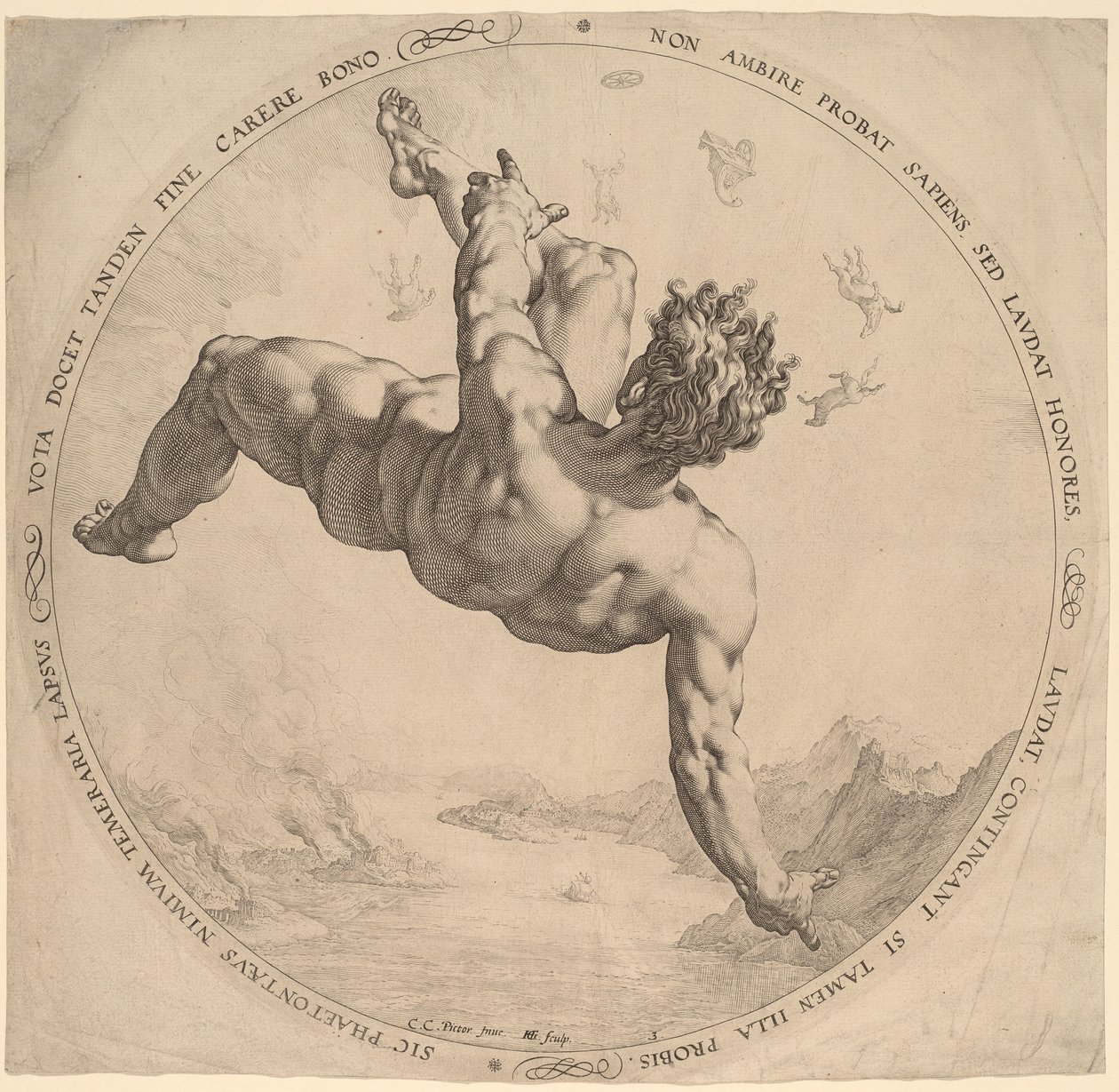 Phaeton af Hendrik Goltzius, after Cornelis Cornelisz van Haarlem