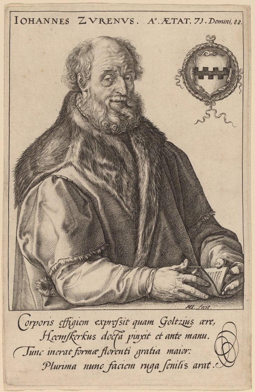 Johannes Zurenus (Jan van Zuren) af Hendrik Goltzius after Maerten van Heemskerck