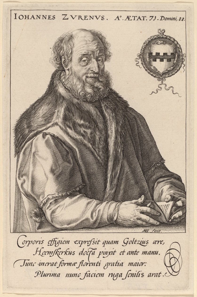 Johannes Zurenus (Jan van Zuren) af Hendrik Goltzius after Maerten van Heemskerck
