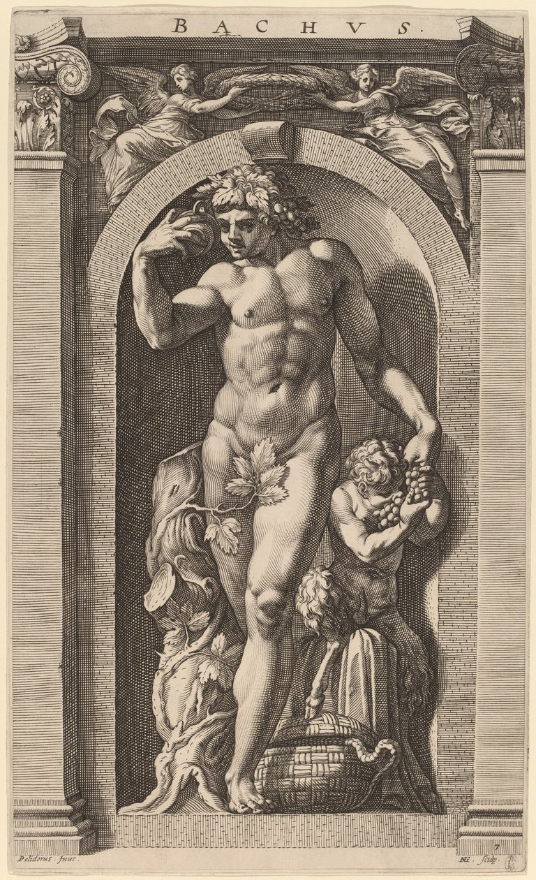 Bacchus af Hendrik Goltzius after Polidoro da Caravaggio