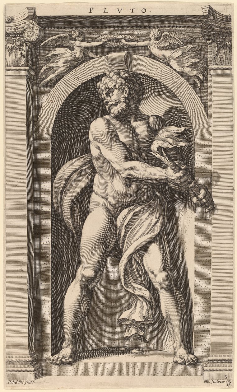 Pluto af Hendrik Goltzius after Polidoro da Caravaggio