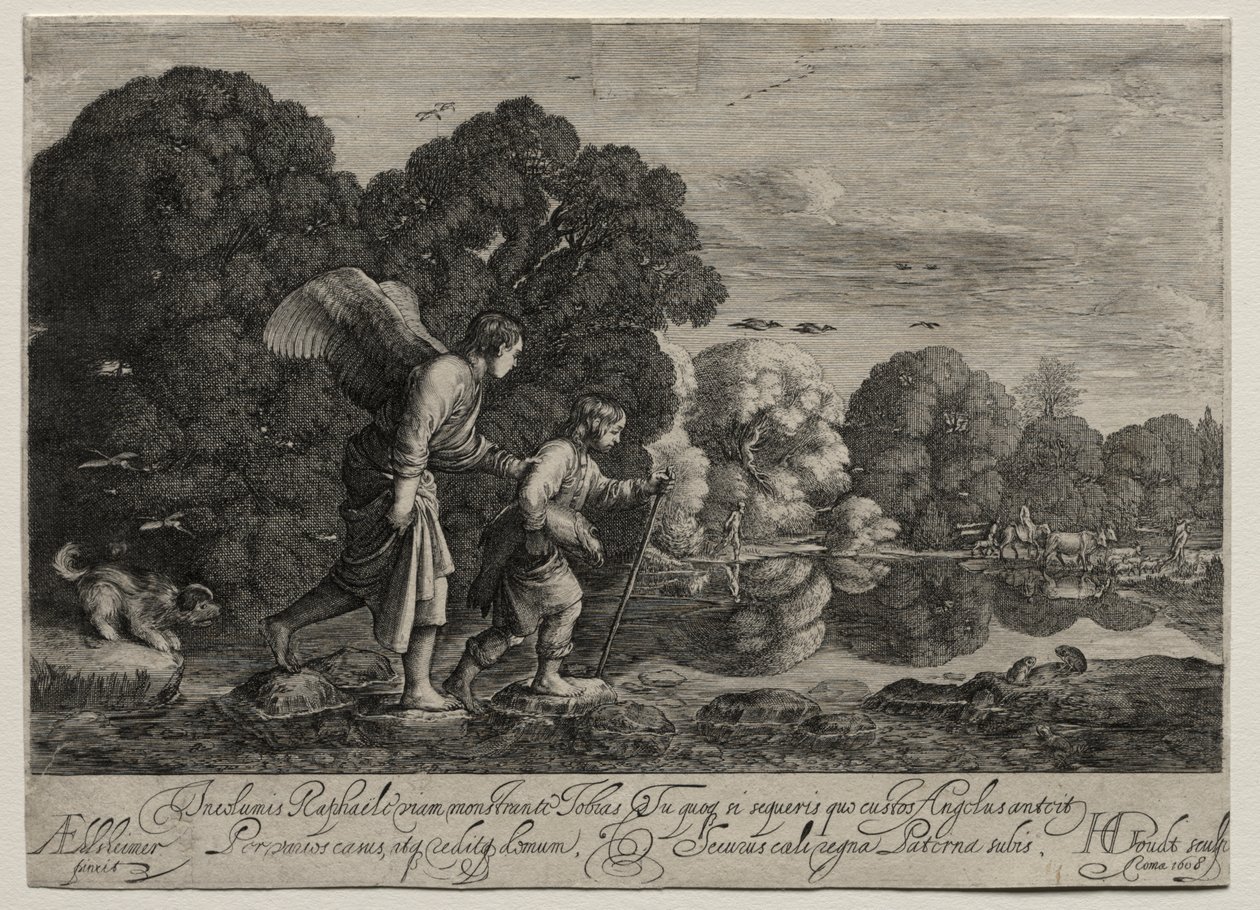 Tobias og englen (lille tallerken) af Hendrik Goudt