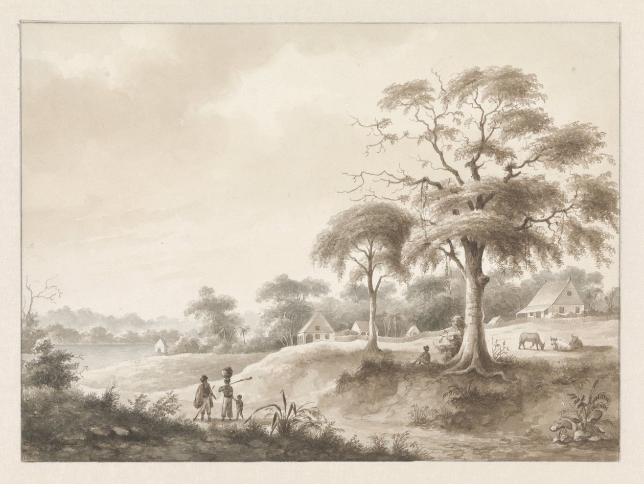Huse ved en flod af Hendrik Huygens