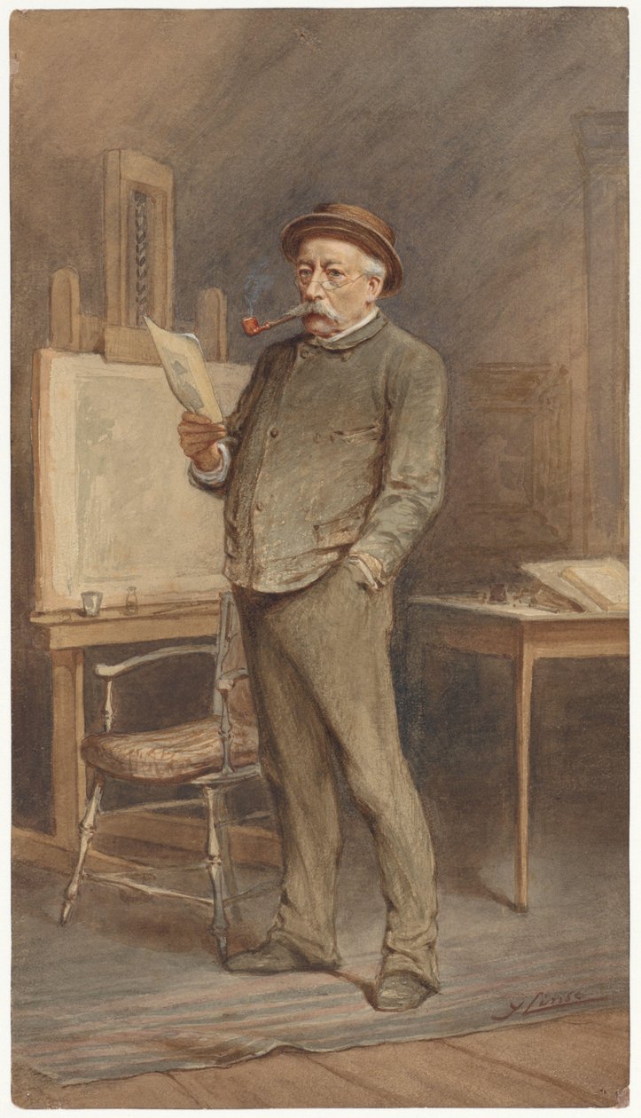 Portræt af Charles Rochussen i hans atelier af Hendrik Jan Carel Linse