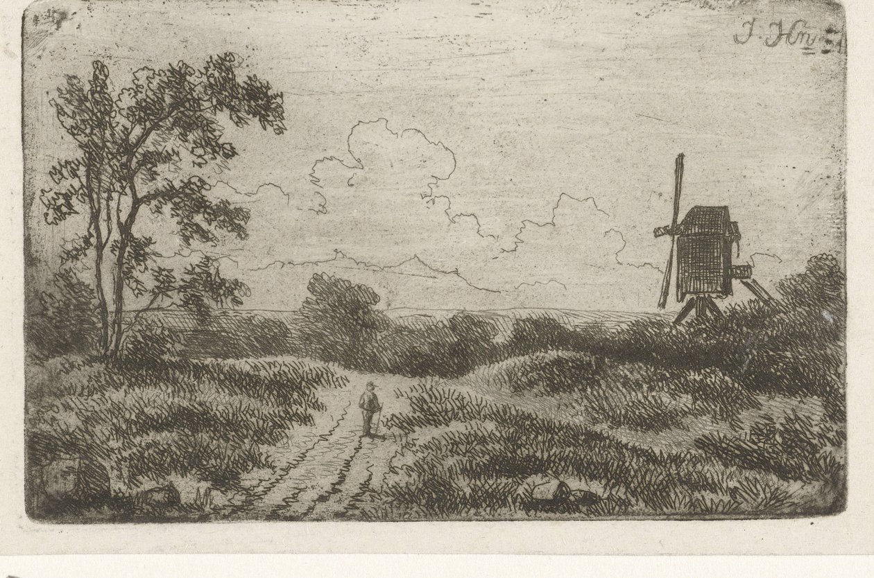 Figur på en vej nær en mølle af Hendrik Jan Hein