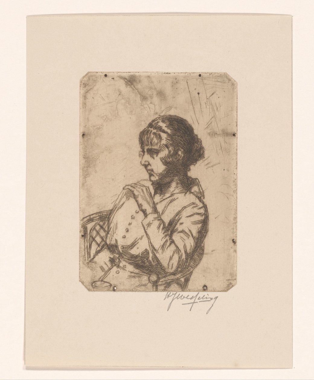 Kvinde i en stol af Hendrik Jan Wesseling (signed by artist)