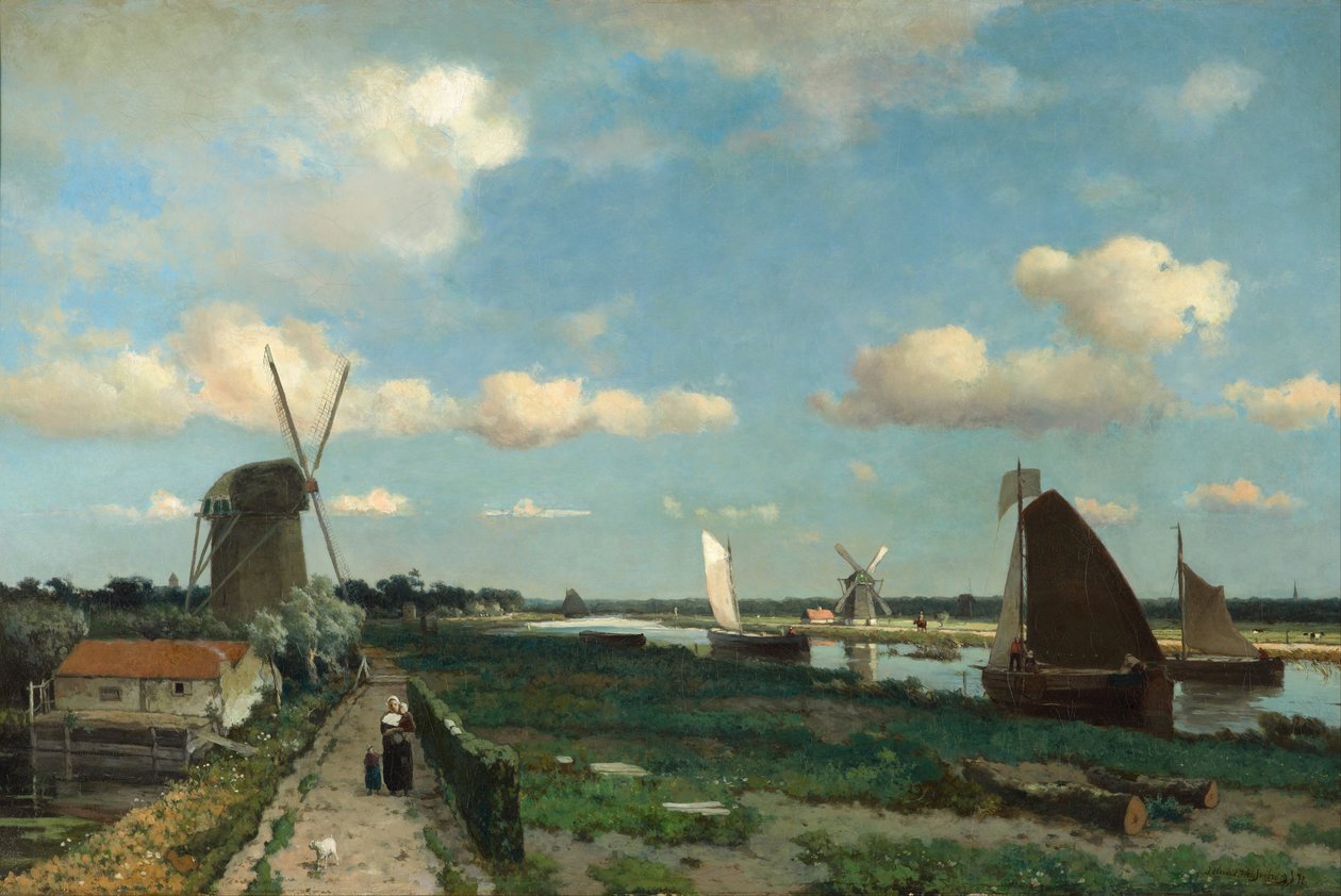 Træk vliet, 1870 af Hendrik Johannes Weissenbruch