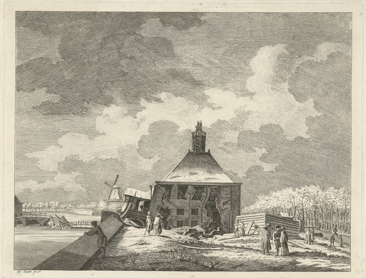 Sagging Muiderpoort, set fra skansen, 1769 af Hendrik Keun