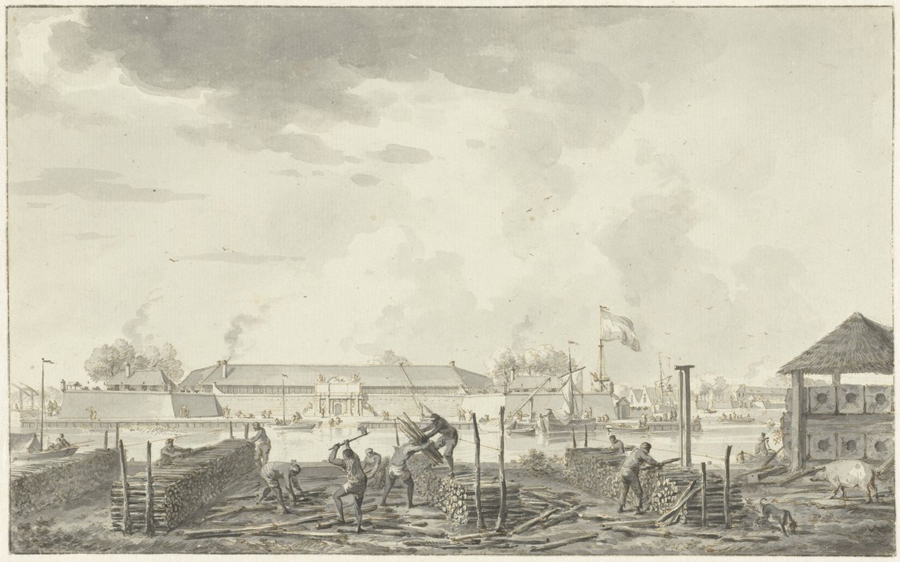 Slottet i Batavia, set fra Houtkrappen af Hendrik Kobell