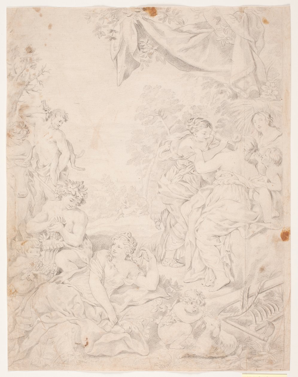 Sølvalderen. Studie efter Pietro da Cortona-komposition i Sala della Stufa, Palazzo Pitti, Firenze af Hendrik Krock