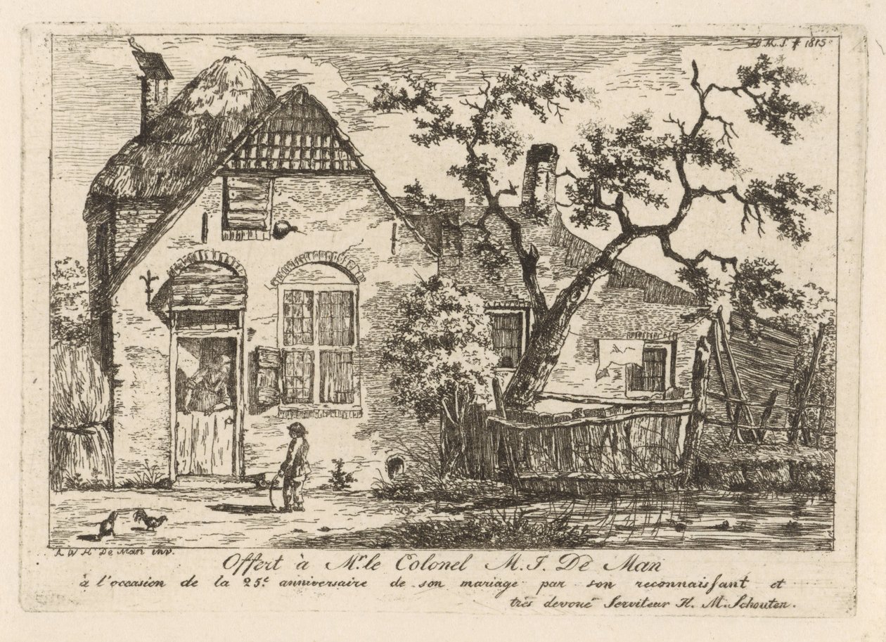 Dreng med bøjle på en gård af Hendrik Marcus Schouten
