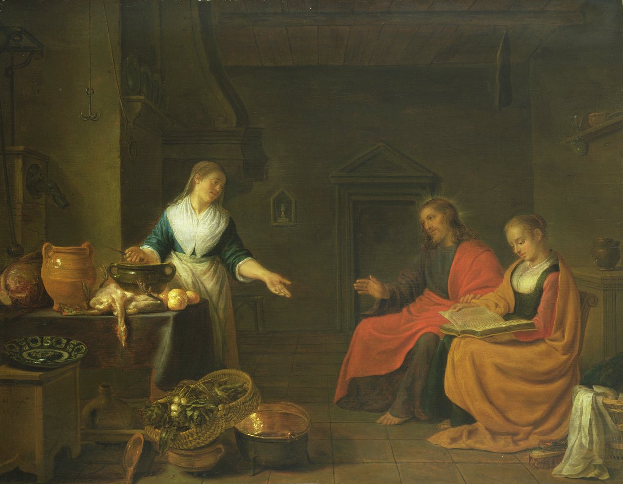Kristus i Marthas og Marias hus, 1645 af Hendrik Martensz Sorgh