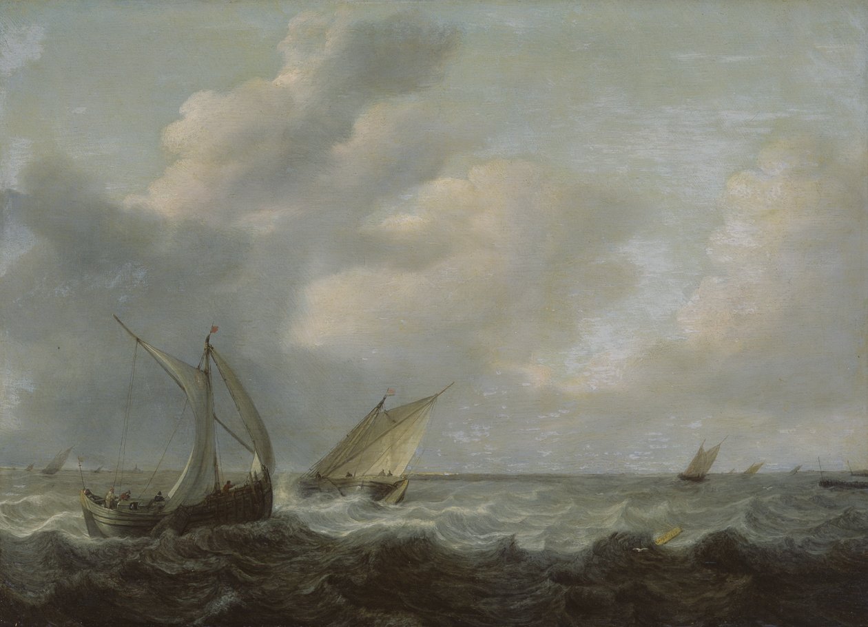 Fiskerbåde i et uroligt hav af Hendrik Martensz Sorgh