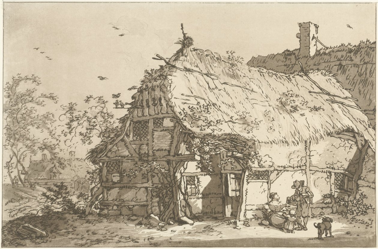 Gård med familie i gården Tolv designs beregnet til brug for dem, der lærer at tegne landskab (serietitel) af Hendrik Meijer