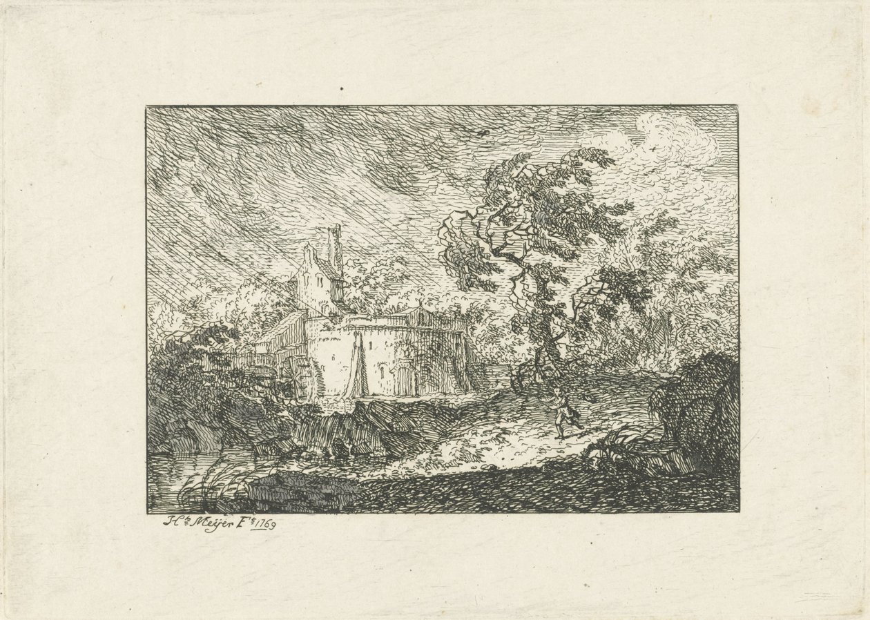 Landskab under regn og storm af Hendrik Meijer