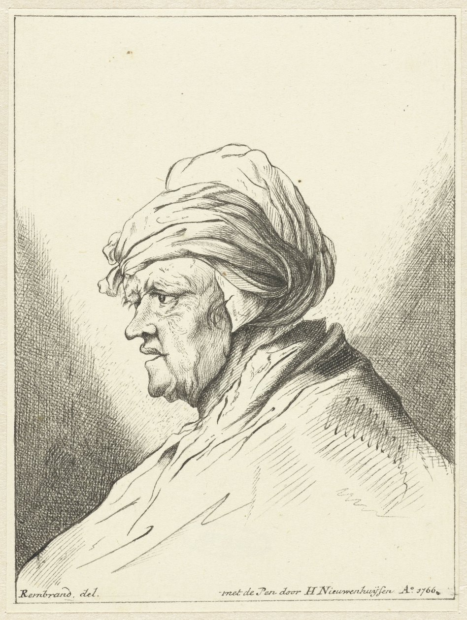 Buste af gammel kvinde, til venstre af Hendrik Nieuwenhuysen