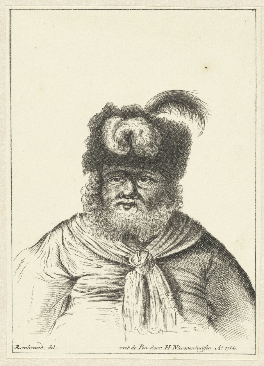 Siddende mand med pelshue af Hendrik Nieuwenhuysen