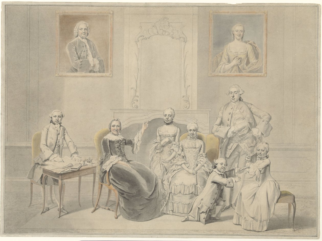 Børnene af Pieter Cornelis Hasselaer og Clara Wendela Sautijn, hvis portrætter hænger på væggen, med deres bedstemor Wendela Eleonora Reael af Hendrik Pothoven