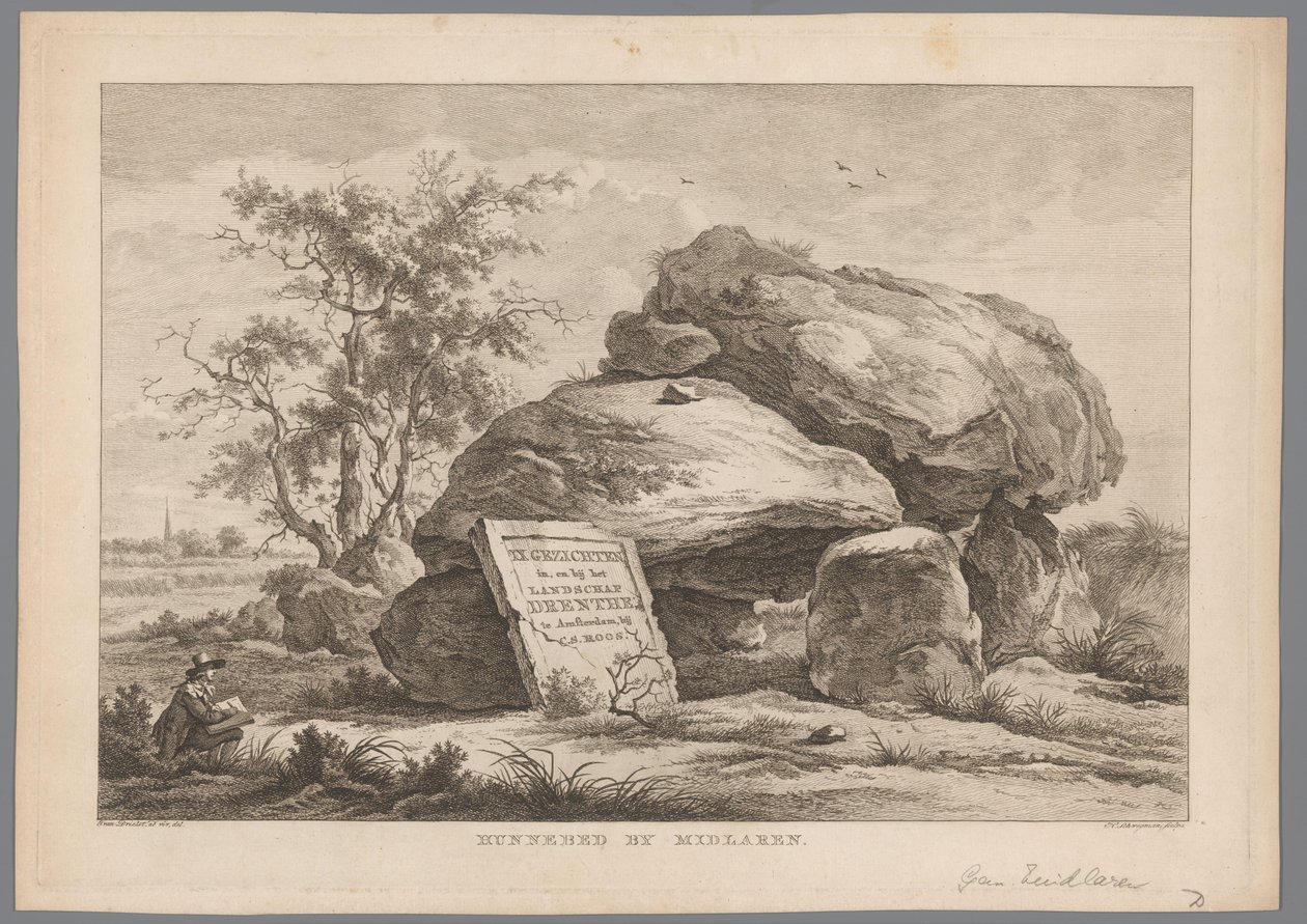 Dysse nær landsbyen Midlaren Hunnebed af Midlaren (titel på objekt) Ni ansigter i Drenthe (serietitel) IX Ansigter i og nær Drenthes landskab (serietitel på objekt) af Hendrik Schwegman