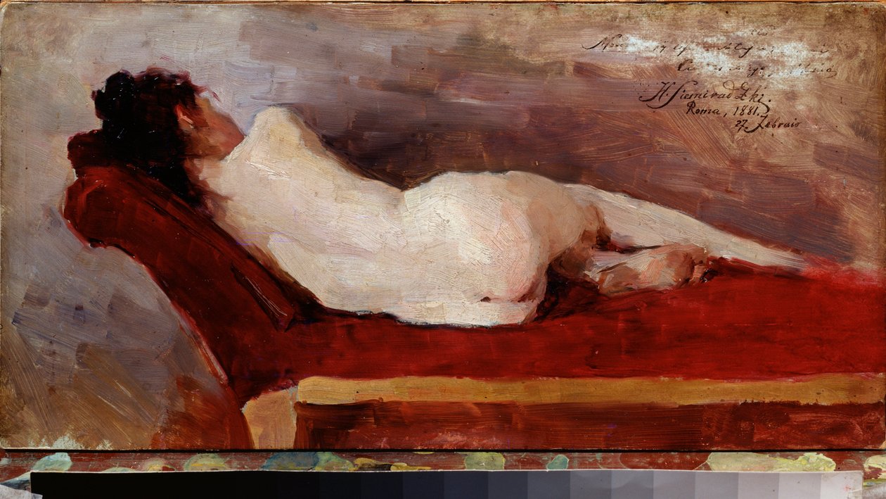 En model i hvile. Maleri af Henryk Siemiradzki (1843-1902), olie på lærred af Henryk Siemiradzki
