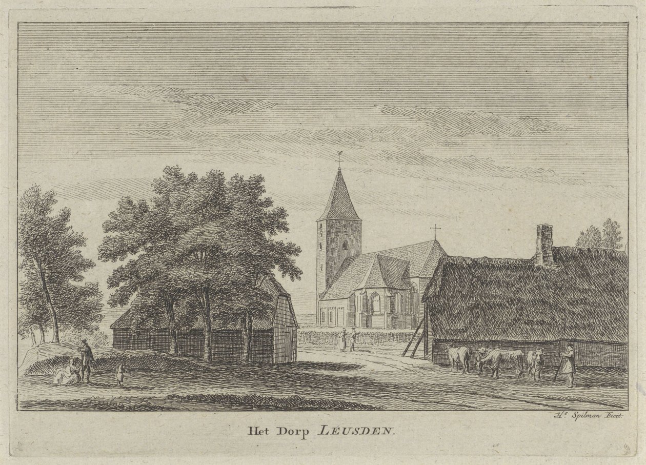 Udsigt over Leusden Landsbyen Leusden (titel på objekt) af Hendrik Spilman