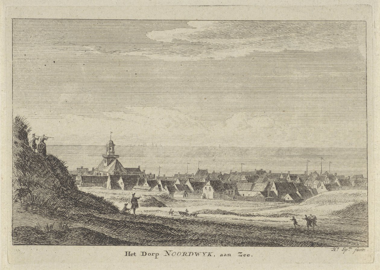 Udsigt over Noordwijk aan Zee Landsbyen Noordwijk aan Zee (titel på objekt) af Hendrik Spilman