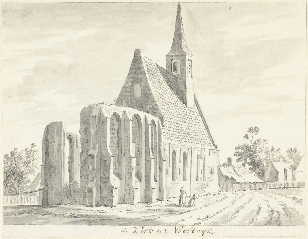 Udsigt over den hvide kirke i Noordwijkerhout af Hendrik Tavenier