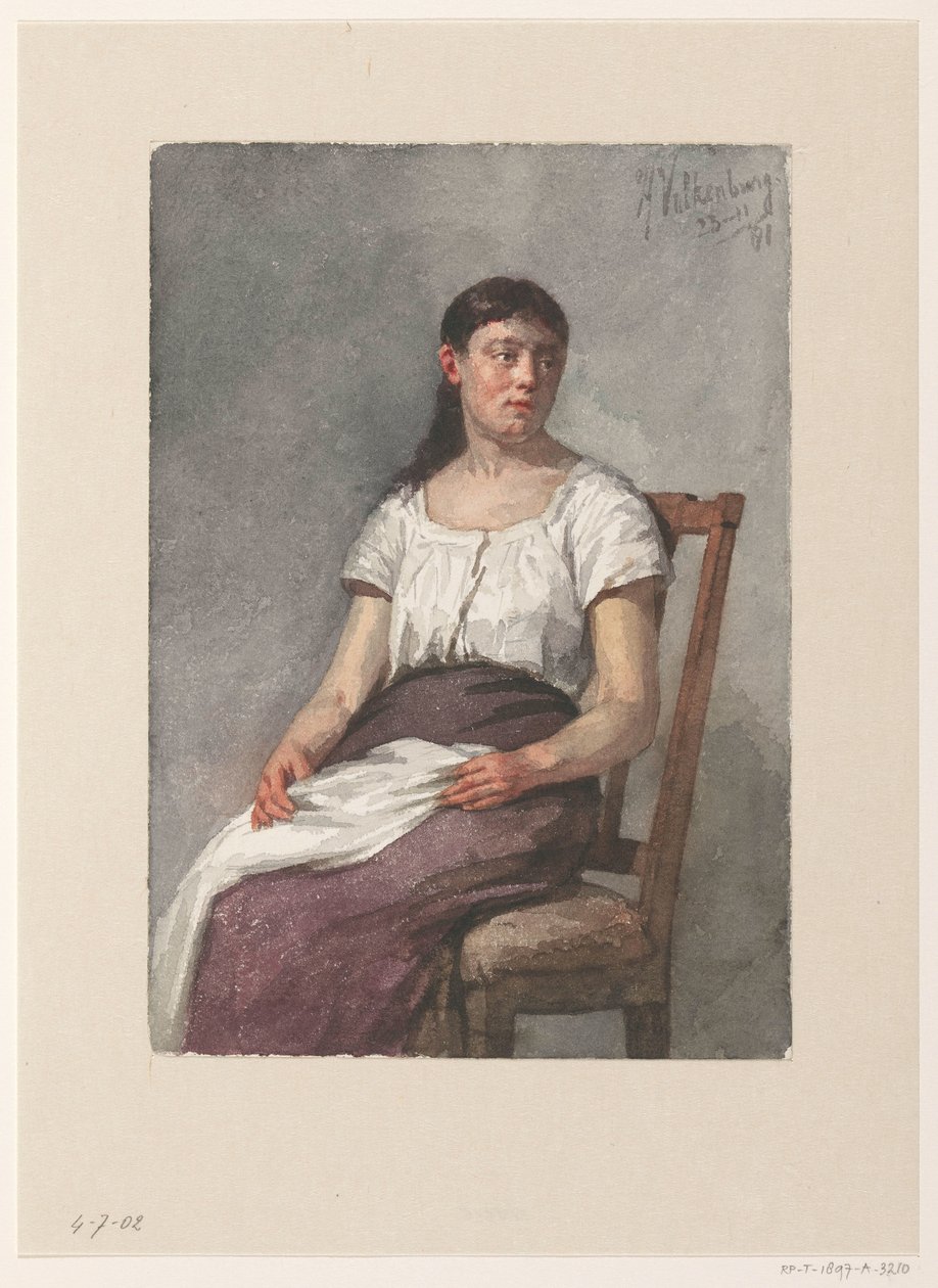 Siddende pige af Hendrik Valkenburg