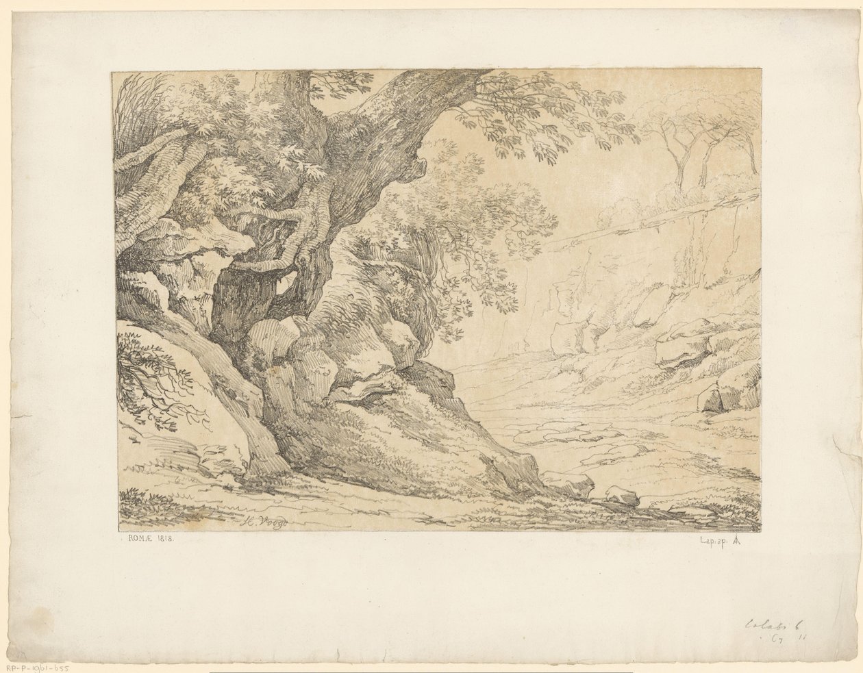 Tilgroede sten Tentamina Lithographica (serietitel) Italienske landskaber (serietitel) af Hendrik Voogd