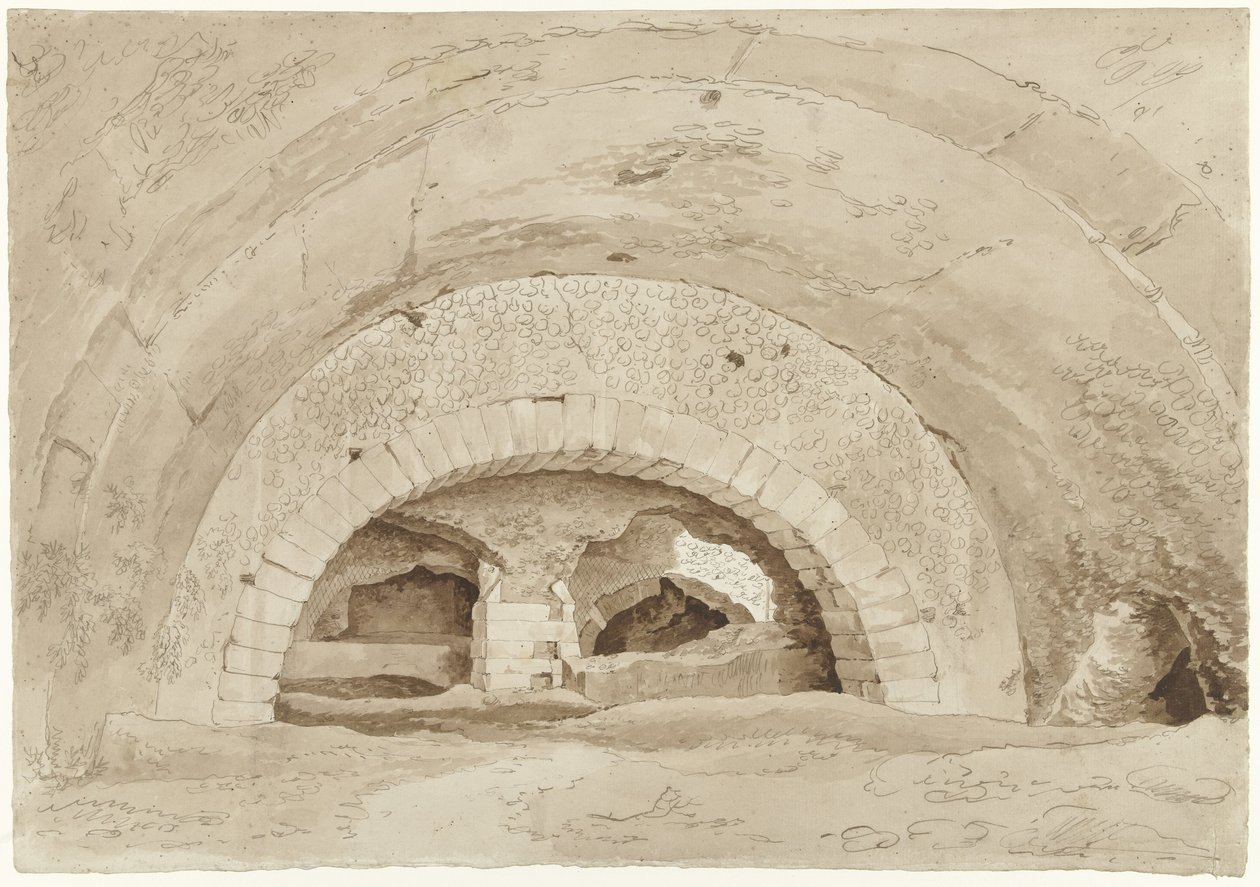 Såkaldte Stables of Maecenas i Tivoli Hvælvinger af en romersk ruin af Hendrik Voogd