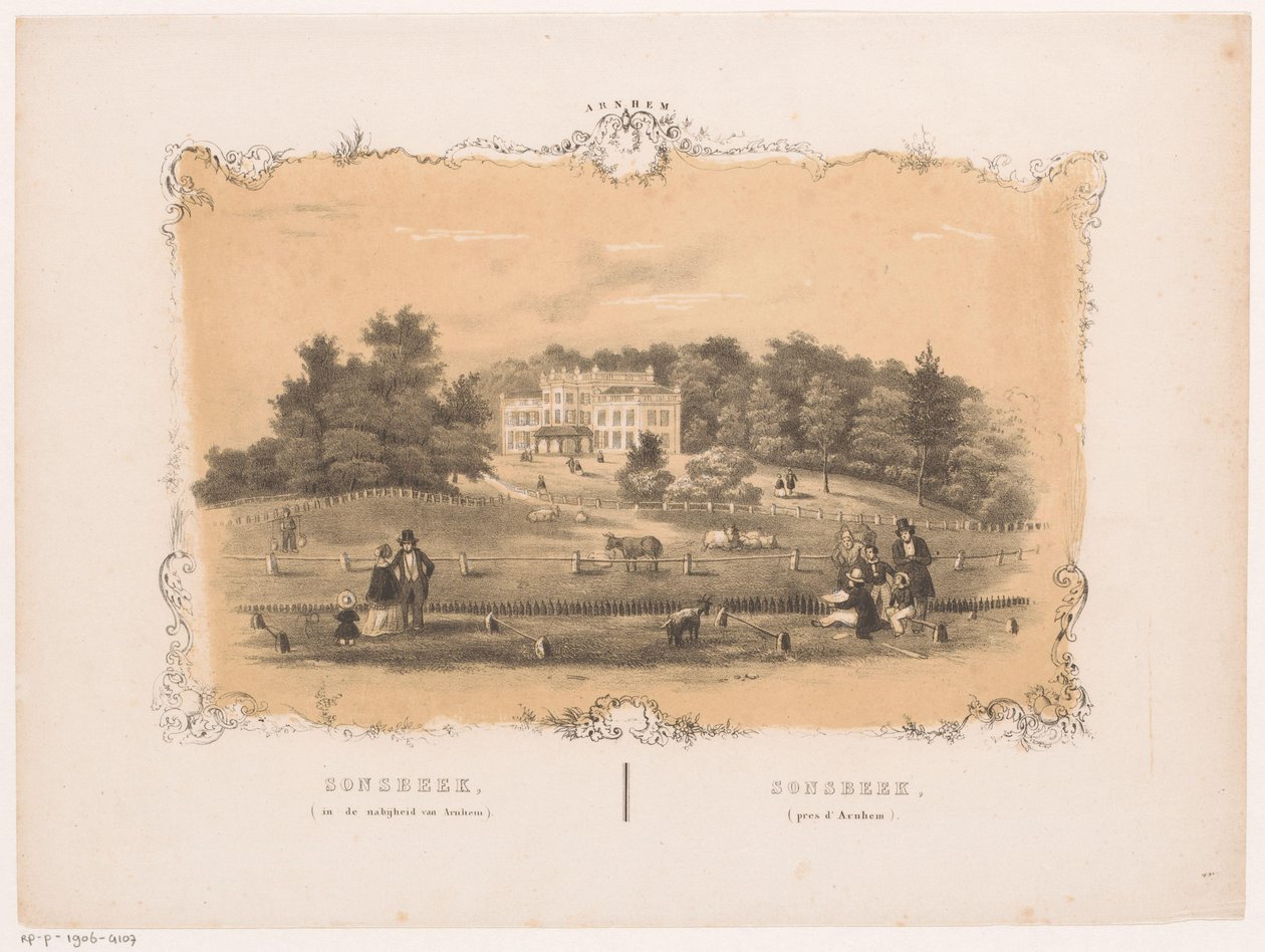 Udsigt over Sonsbeek gods Sonsbeek (nær Arnhem) (titel på objekt) Arnhem (serietitel om objekt) af Hendrik Wilhelmus Last (attributed to)