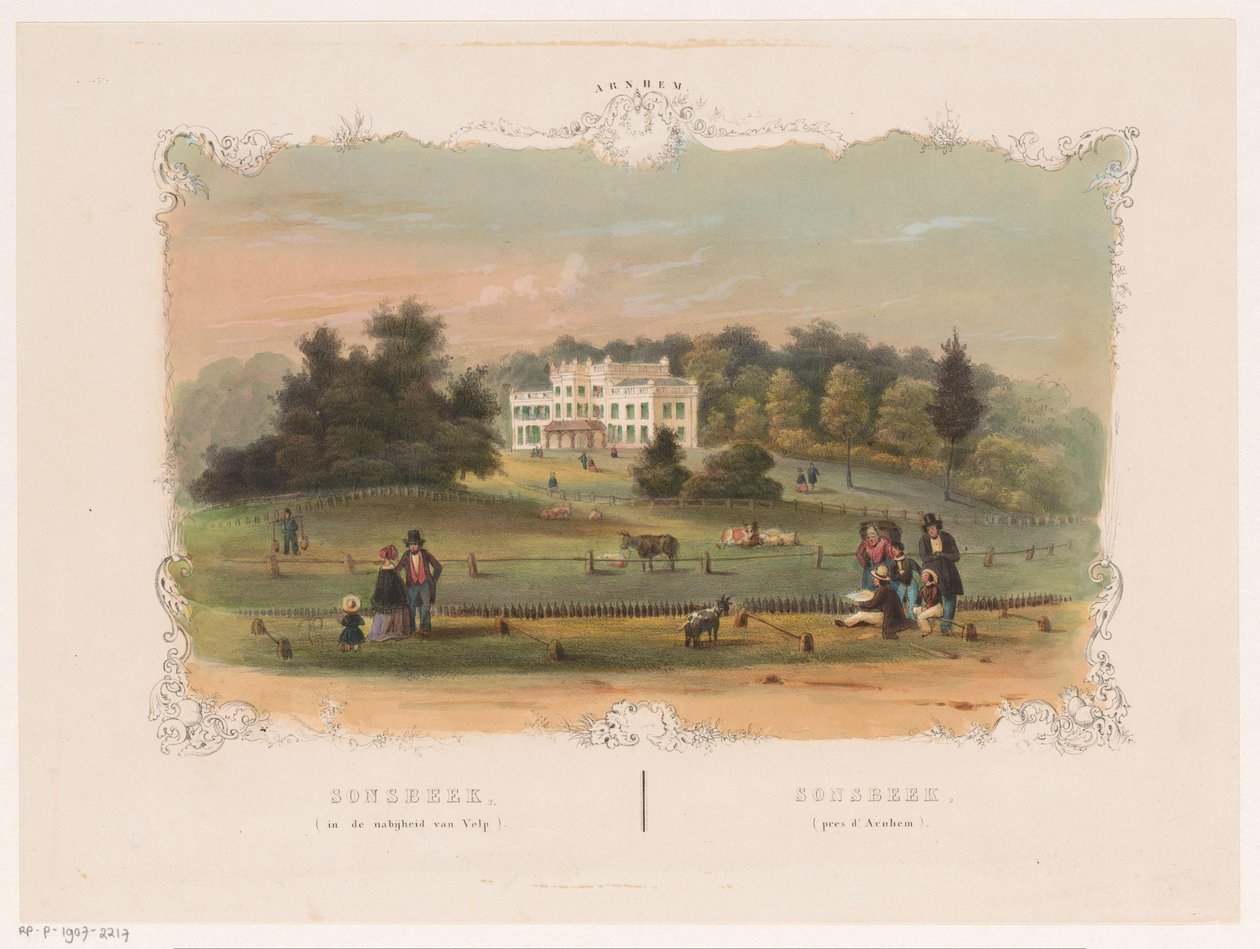 Udsigt over Sonsbeek gods Sonsbeek (nær Velp) (titel på objekt) Arnhem (serietitel om objekt) af Hendrik Wilhelmus Last (attributed to)