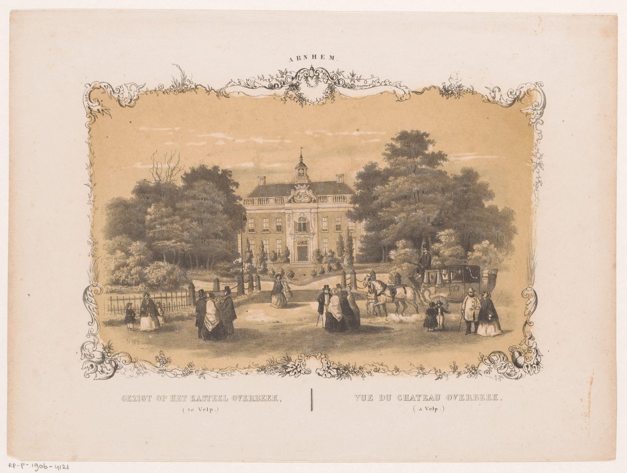 Udsigt over Overbeek Slot Udsigt over Overbeek Castle (i Velp) (titel på objektet) Arnhem (serietitel om objekt) af Hendrik Wilhelmus Last