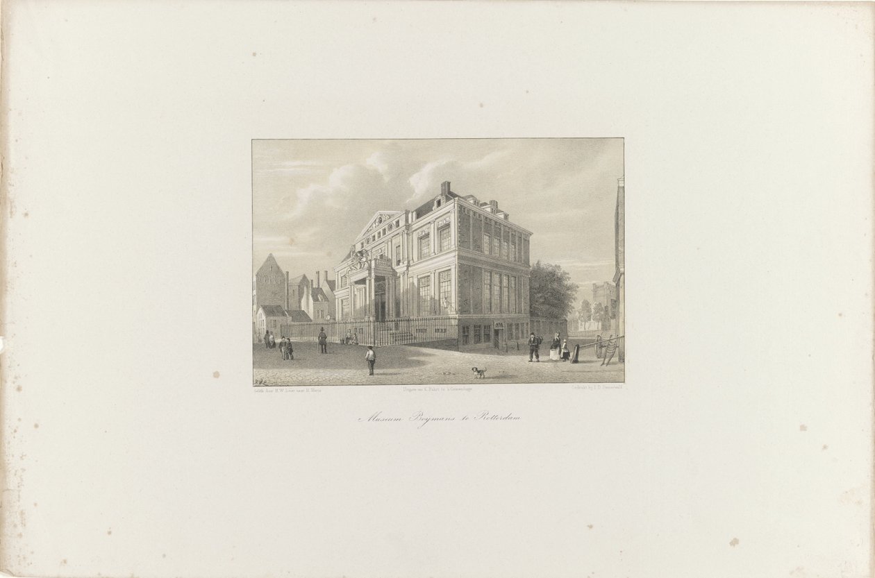 Udsigt over Museum Boijmans i Rotterdam, 1854 Museum Boijmans i Rotterdam (titel på objekt) Society for Promotion of Toonkunst, dets musikfestival og byen Rotterdam. minde om året 1854 (serietitel på objekt) af Hendrik Wilhelmus Last