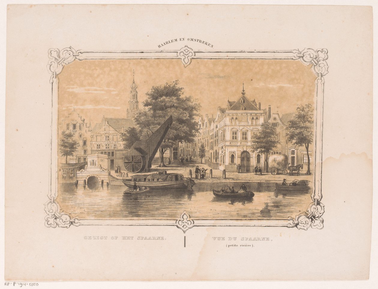 Udsigt over Spaarne med kranen og Waag Udsigt over Spaarne (titel på objekt) Haarlem og omegn (serietitel på objekt) af Hendrik Wilhelmus Last