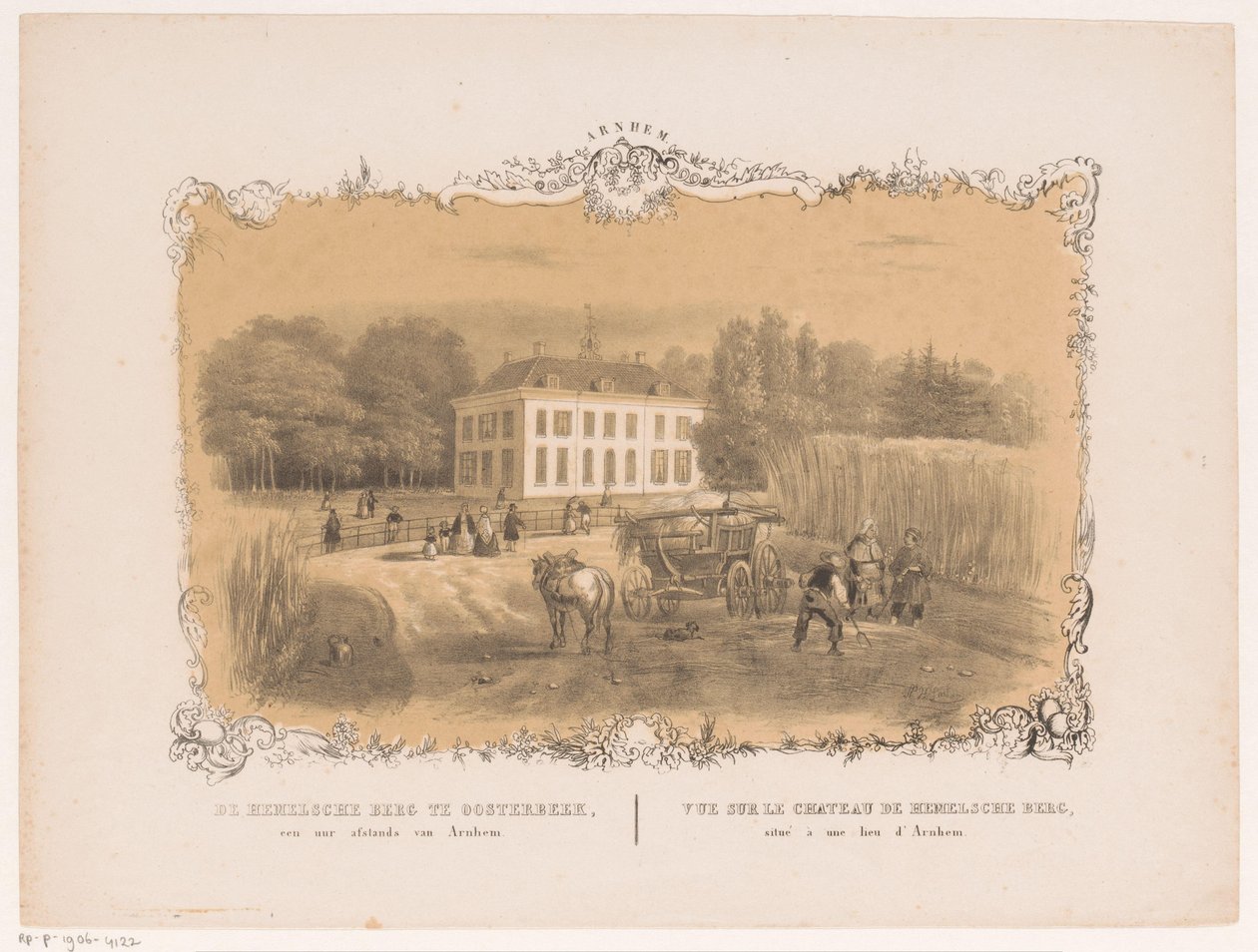 Udsigt over godset og huset Hemelse Berg i Oosterbeek Det himmelske bjerg i Oosterbeek, en time væk fra Arnhem (titel på objekt) Arnhem (serietitel om objekt) af Hendrik Wilhelmus Last