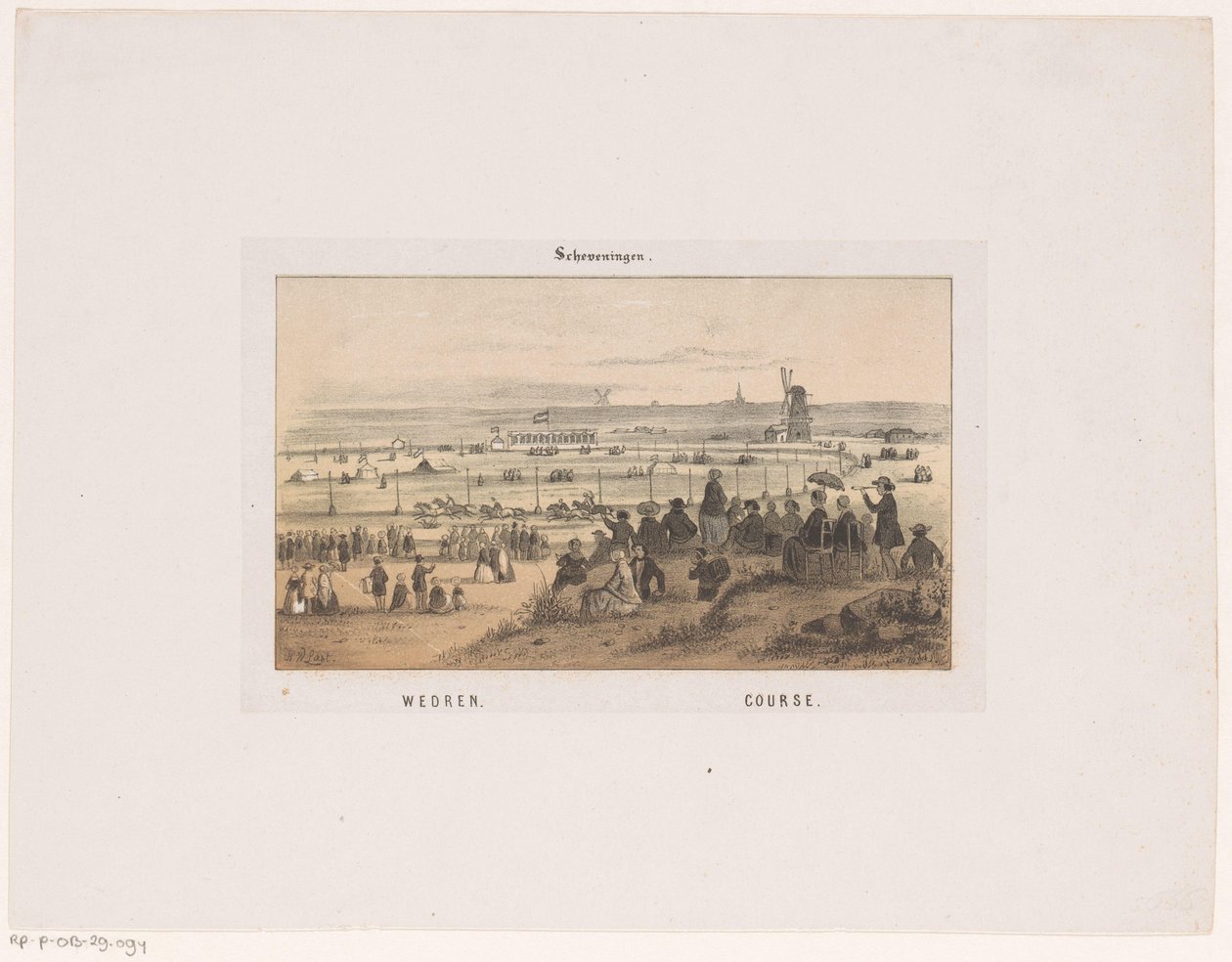 Løb i Scheveningen den 3. august 1846. Racing, bane (titel på objekt) Erindringer om Scheveningen (serietitel) af Hendrik Wilhelmus Last