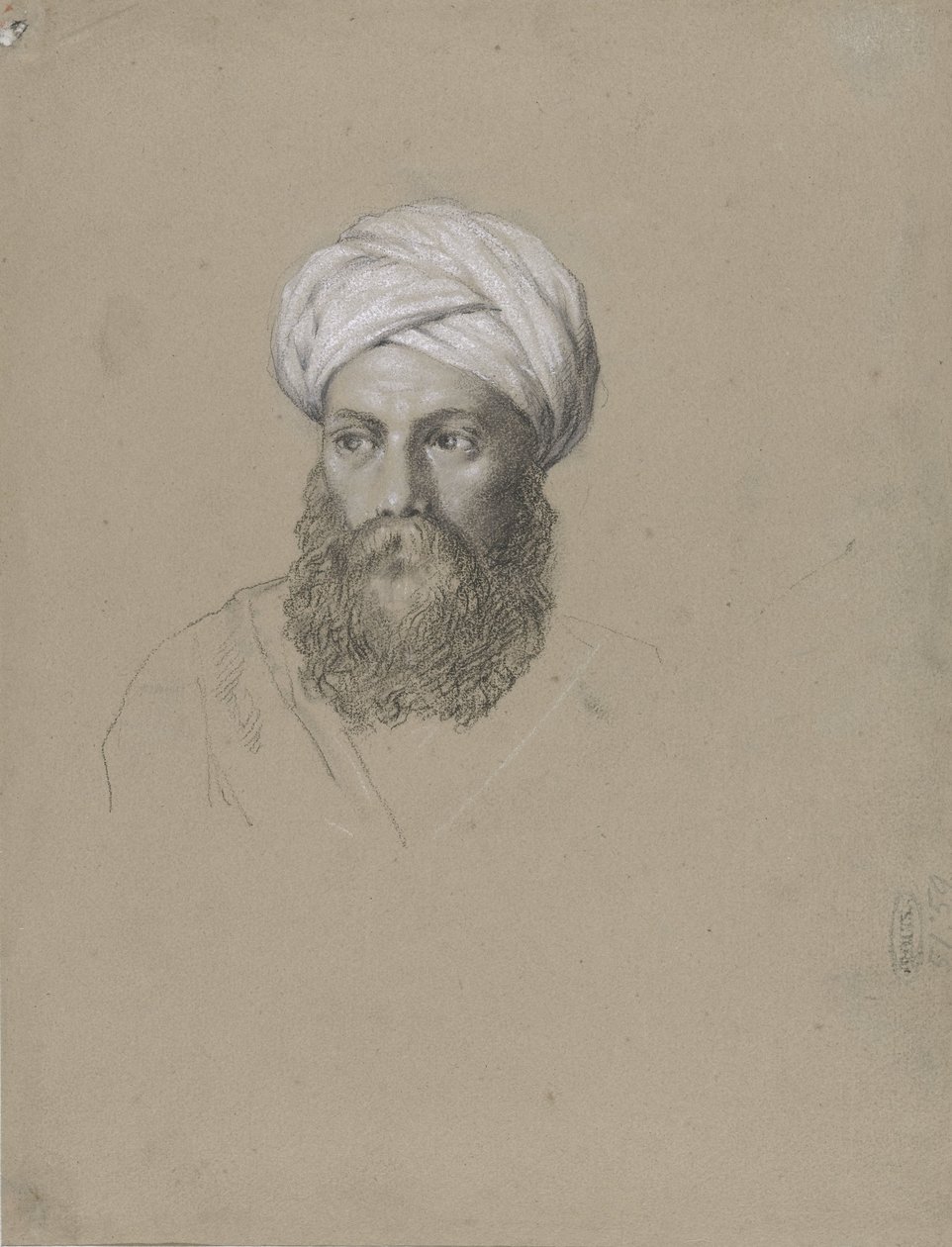 Hoved af en araber med turban af Hendrik Willem Cramer