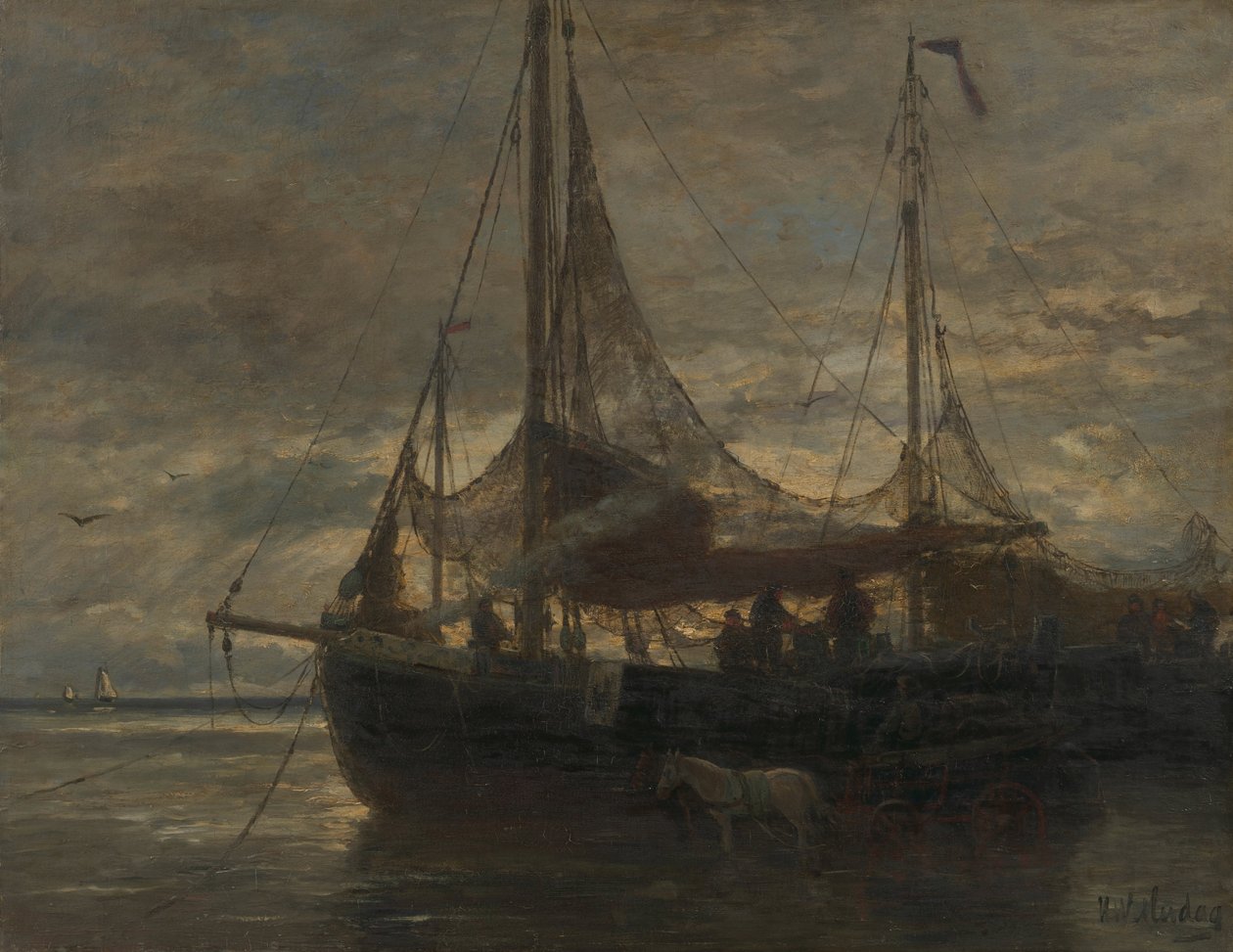 Hollandsk: Aften Aften af Hendrik Willem Mesdag