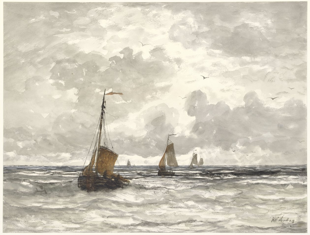 Fiskerbåde på Breakers af Hendrik Willem Mesdag