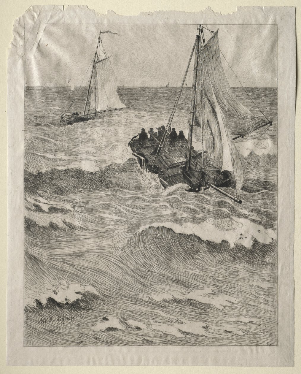 Marine scene af Hendrik Willem Mesdag