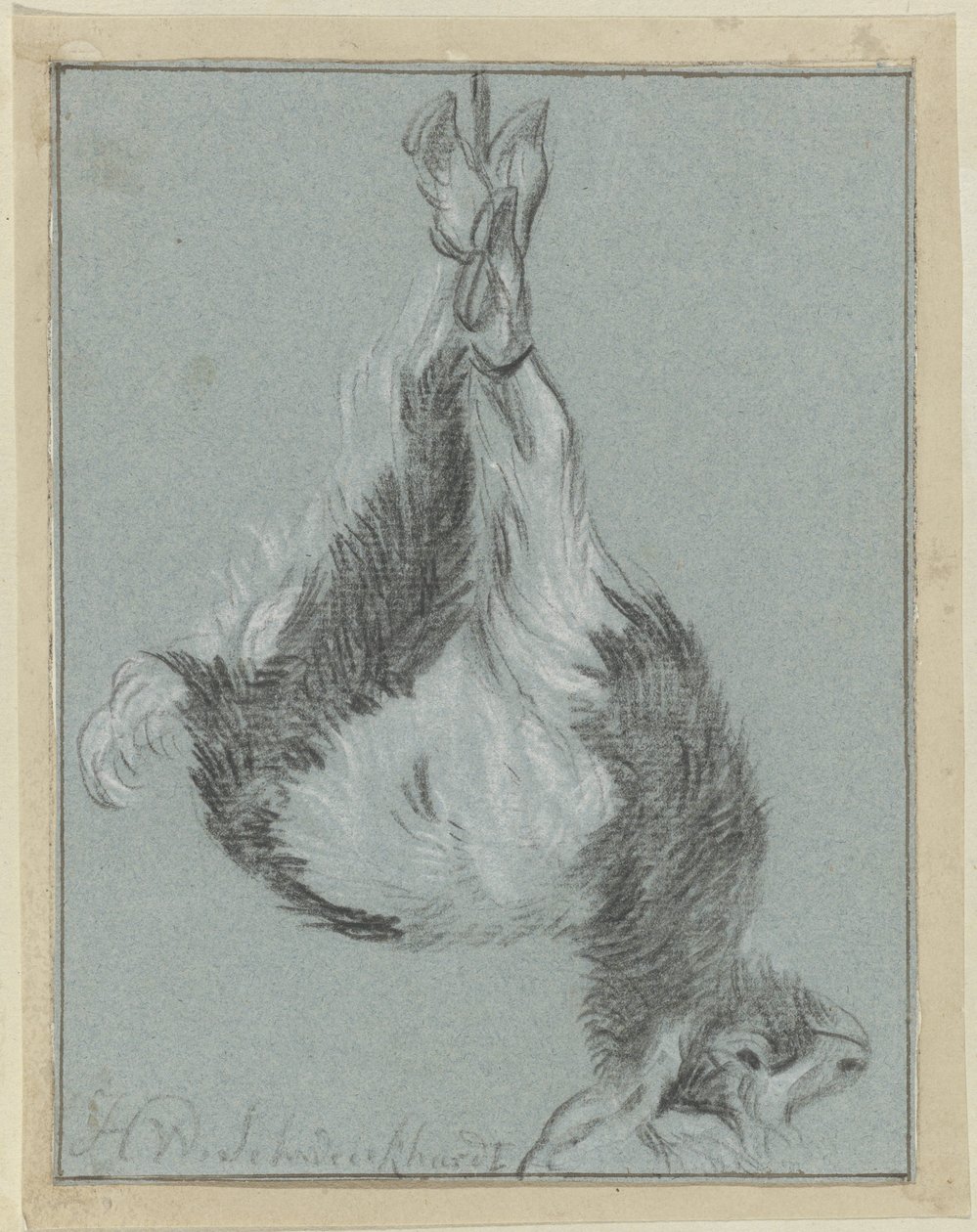 Døende ged af Hendrik Willem Schweickhardt (signed by artist)